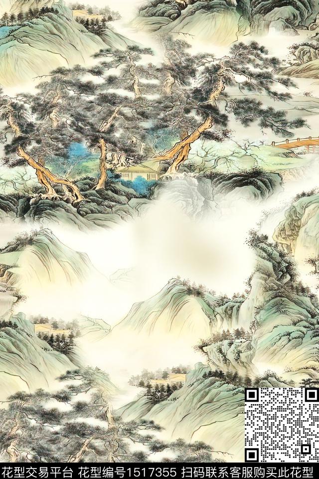 香云纱中老年国画数码印花华亿平台下载（图片编号: 1517355） - 瓦栏（Walan）