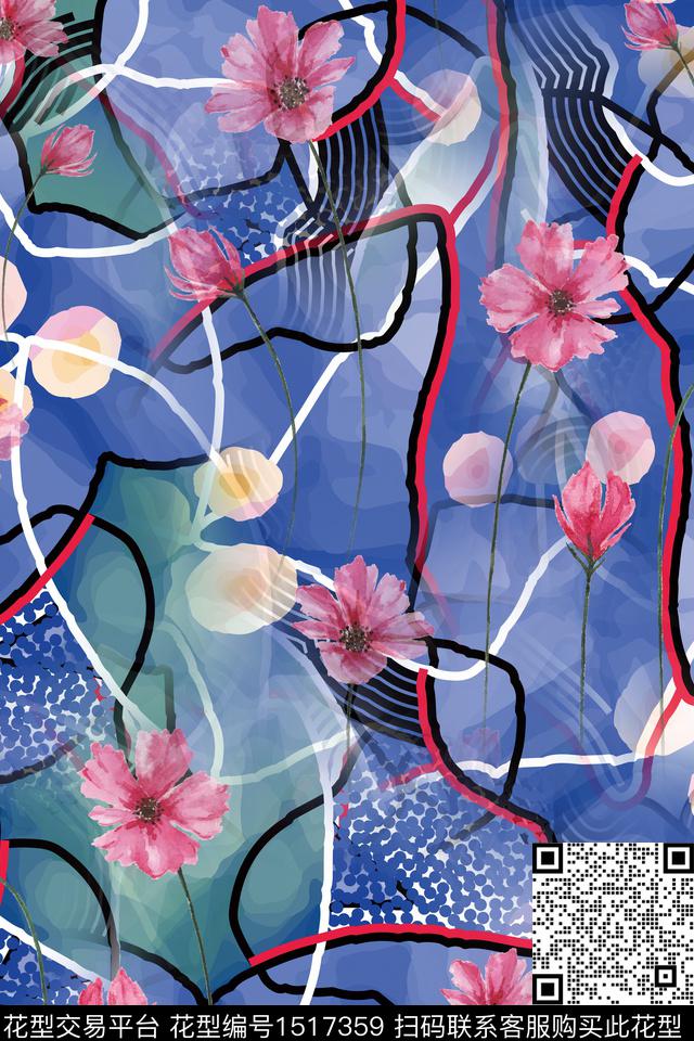 绿植树叶大牌风线条数码印花华亿平台下载（图片编号: 1517359） - 瓦栏（Walan）