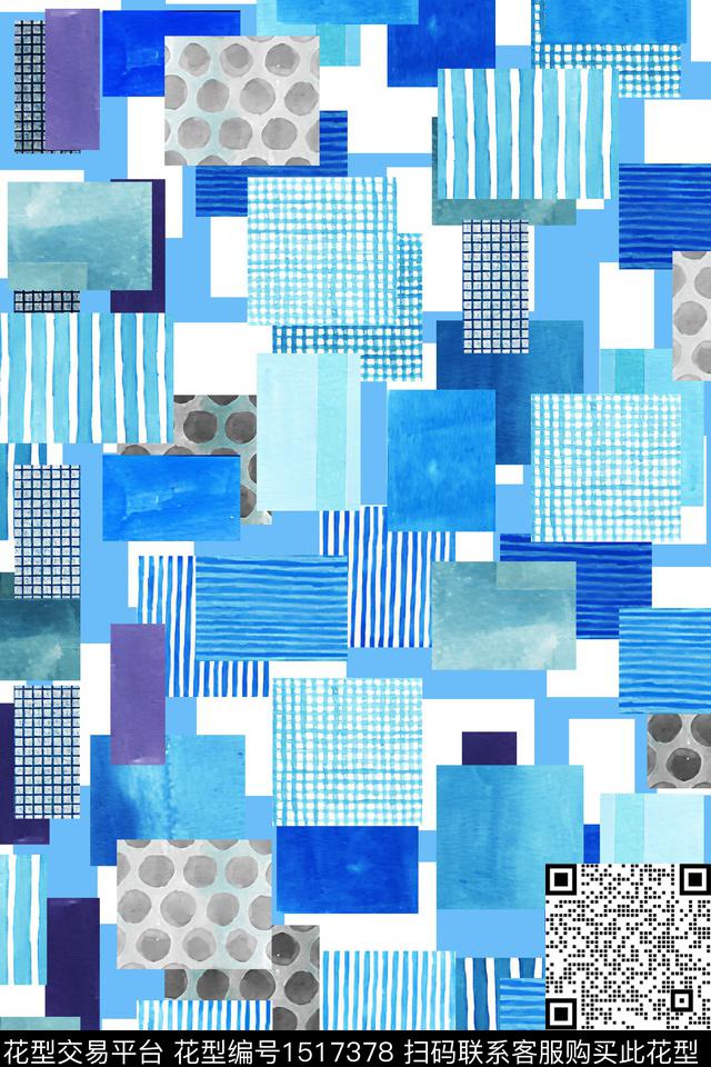 几何大牌风小清新数码印花华亿平台下载（图片编号: 1517378） - 瓦栏（Walan）