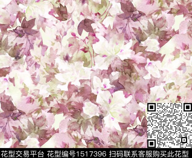 树林水彩绿植树叶传统印花华亿平台下载（图片编号: 1517396） - 瓦栏（Walan）