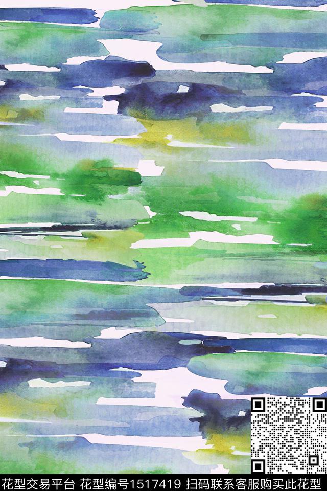 抽象小清新真丝数码印花华亿平台下载（图片编号: 1517419） - 瓦栏（Walan）