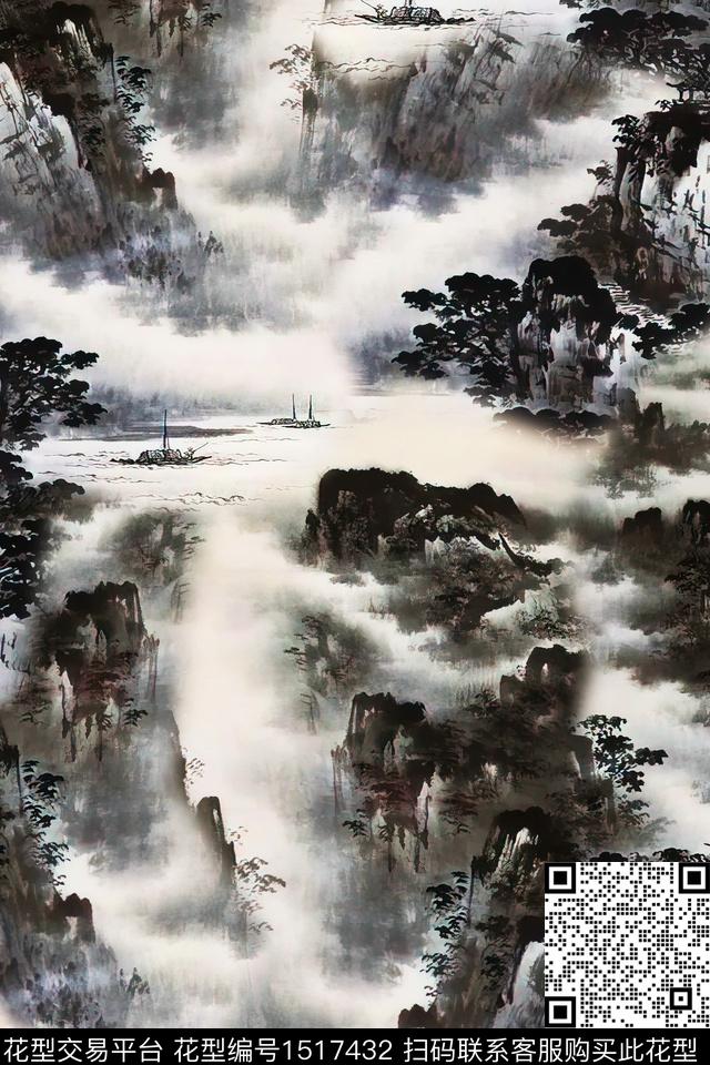 香云纱中老年国画数码印花华亿平台下载（图片编号: 1517432） - 瓦栏（Walan）