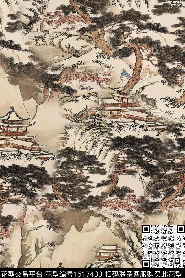 香云纱中老年国画数码印花华亿平台下载（图片编号: 1517433） - 瓦栏（Walan）