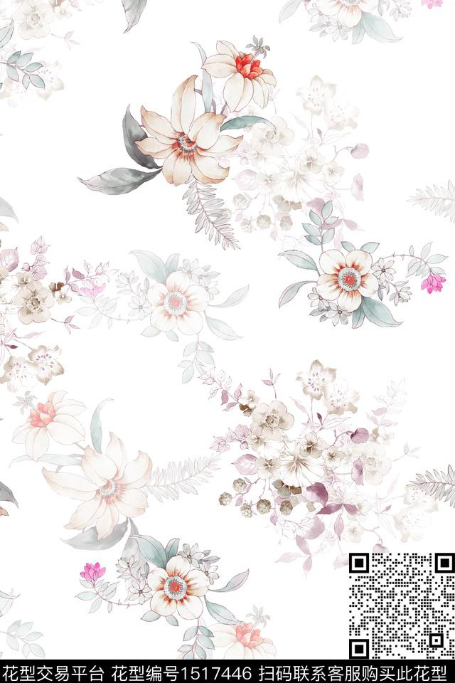 绿植树叶花卉大牌风数码印花华亿平台下载（图片编号: 1517446） - 瓦栏（Walan）