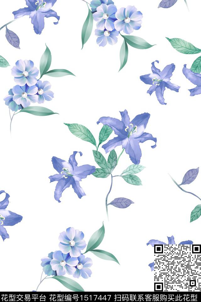 绿植树叶花卉大牌风数码印花华亿平台下载（图片编号: 1517447） - 瓦栏（Walan）