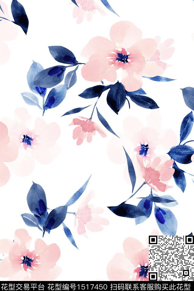 花卉大牌风小清新数码印花华亿平台下载（图片编号: 1517450） - 瓦栏（Walan）