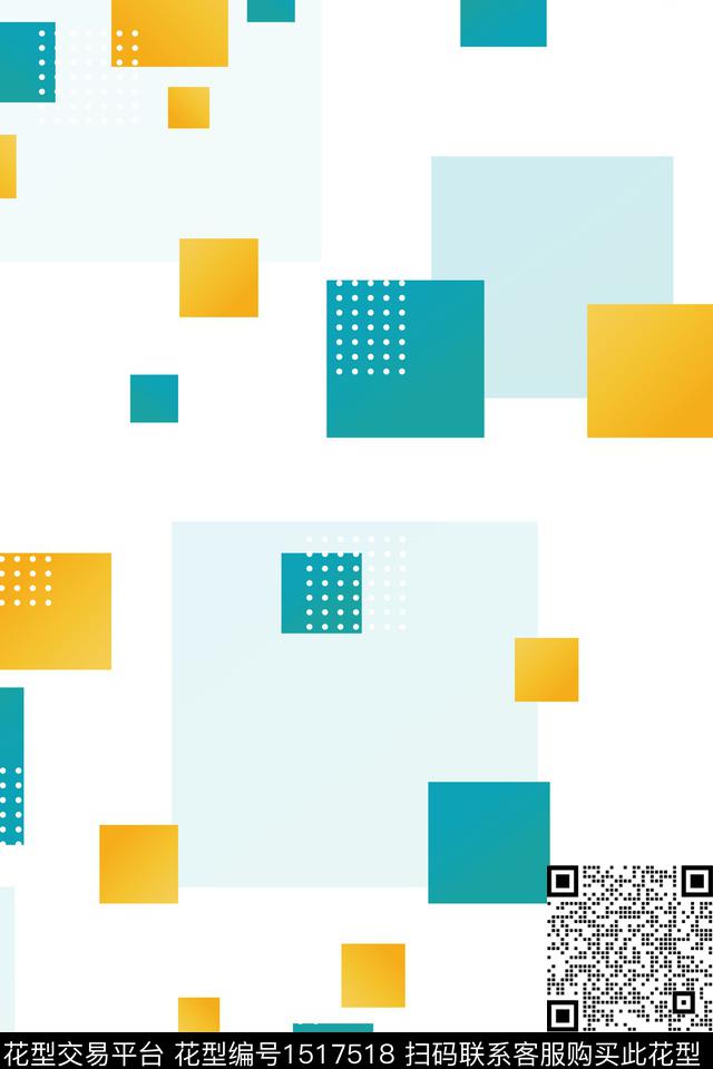 几何格子大牌风数码印花华亿平台下载（图片编号: 1517518） - 瓦栏（Walan）