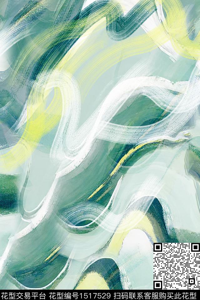 抽象小清新真丝数码印花华亿平台下载（图片编号: 1517529） - 瓦栏（Walan）