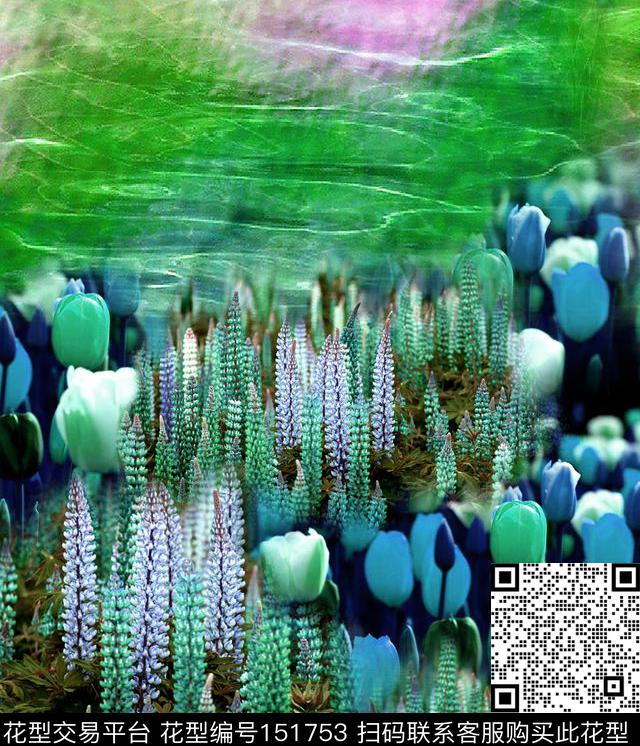 摄影照片花丛郁金香数码印花华亿平台下载（图片编号: 151753） - 瓦栏（Walan）