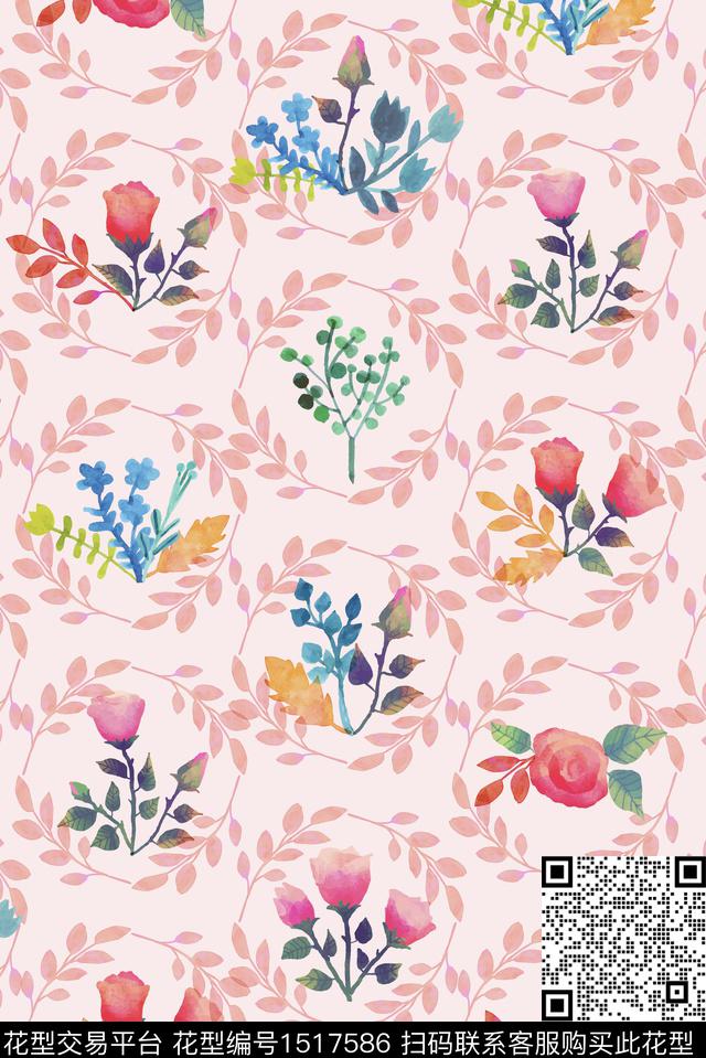 绿植树叶日韩大牌风数码印花华亿平台下载（图片编号: 1517586） - 瓦栏（Walan）