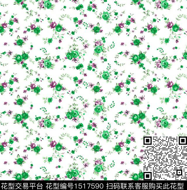 绿植树叶春夏华亿平台小碎花数码印花华亿平台下载（图片编号: 1517590） - 瓦栏（Walan）