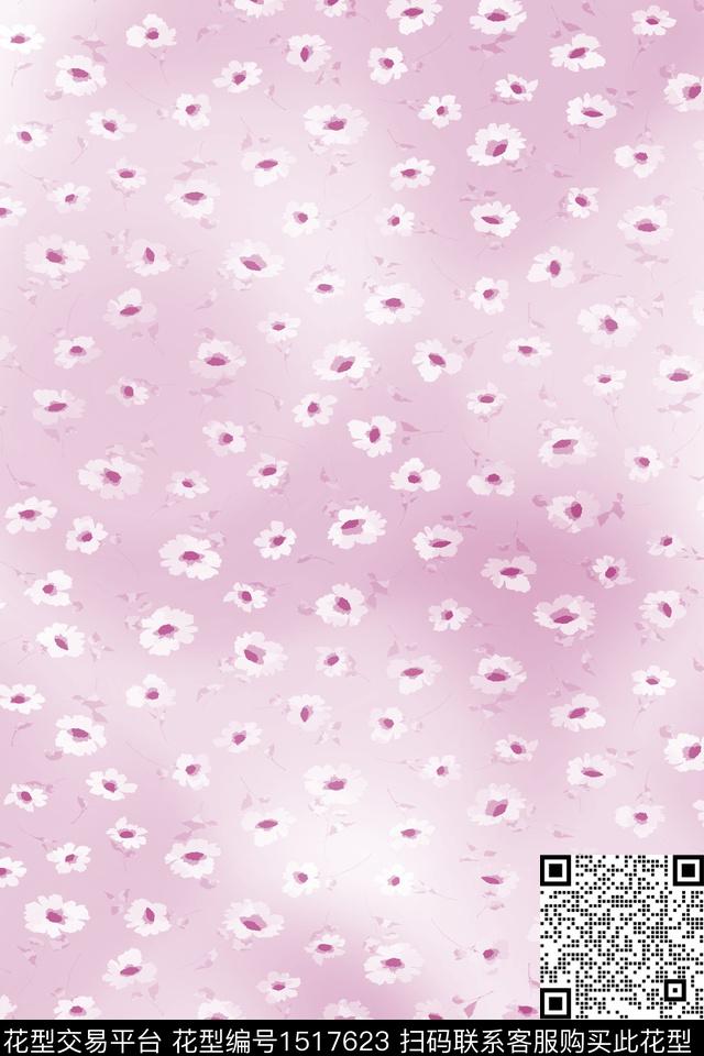 花卉小清新真丝数码印花华亿平台下载（图片编号: 1517623） - 瓦栏（Walan）
