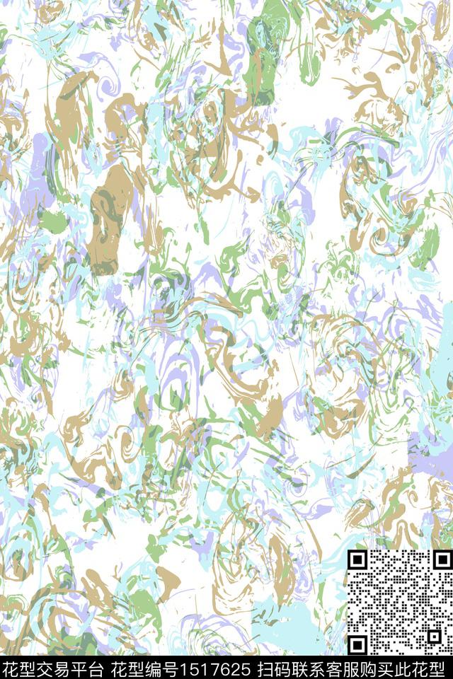 抽象小清新真丝数码印花华亿平台下载（图片编号: 1517625） - 瓦栏（Walan）