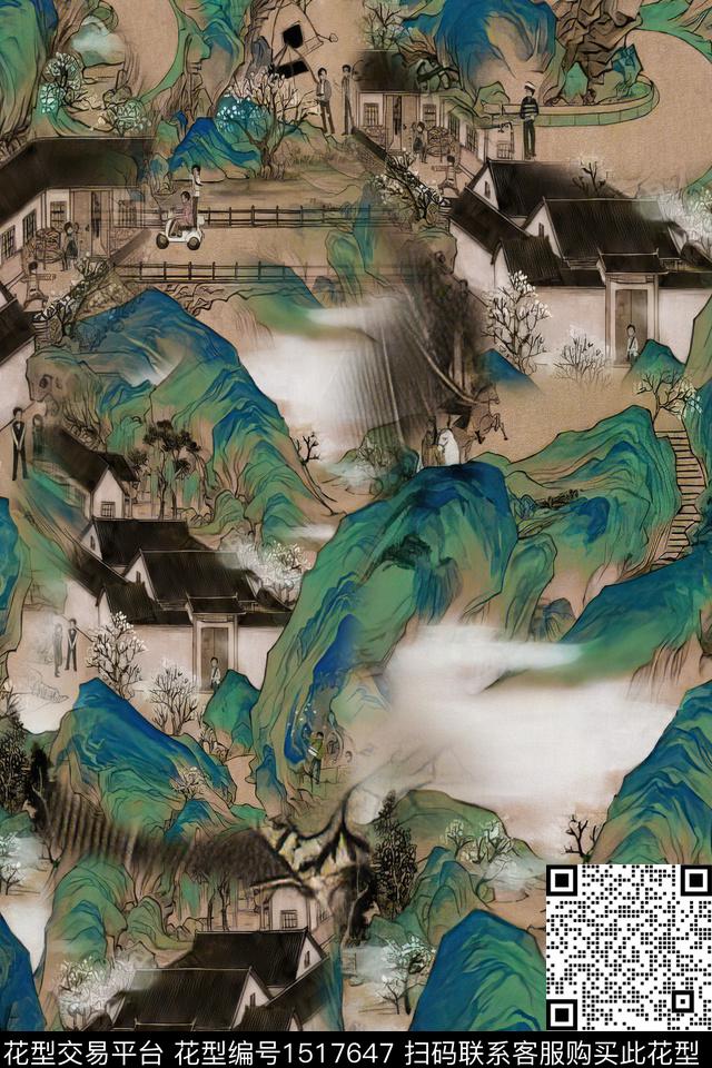 香云纱中老年国画数码印花华亿平台下载（图片编号: 1517647） - 瓦栏（Walan）