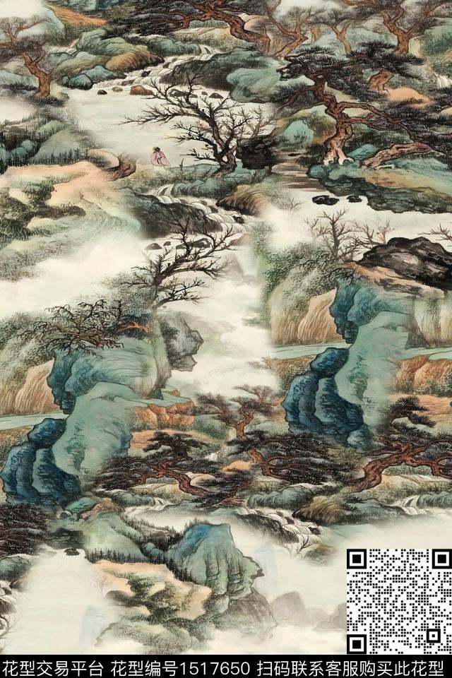 香云纱中老年国画数码印花华亿平台下载（图片编号: 1517650） - 瓦栏（Walan）