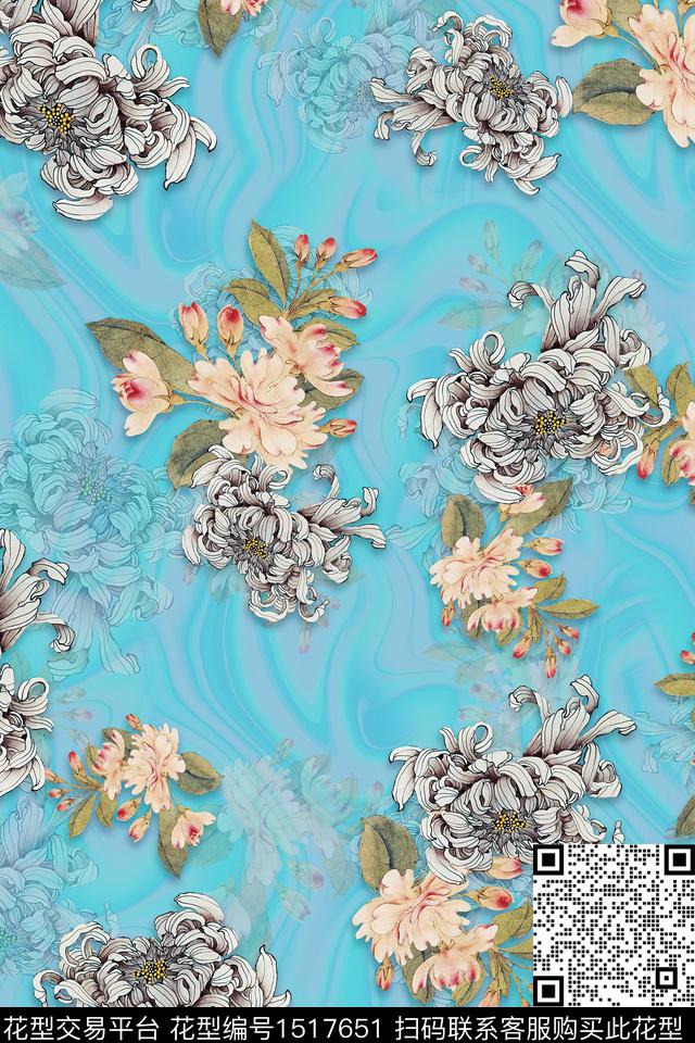 旗袍香云纱中老年数码印花华亿平台下载（图片编号: 1517651） - 瓦栏（Walan）