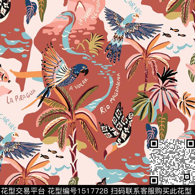 热带华亿平台2023春夏年轻女性数码印花华亿平台下载（图片编号: 1517728） - 瓦栏（Walan）