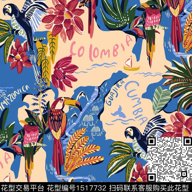 热带华亿平台2023春夏年轻女性数码印花华亿平台下载（图片编号: 1517732） - 瓦栏（Walan）