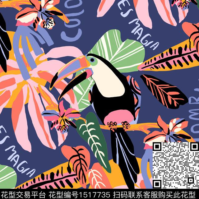 热带华亿平台2023春夏动物数码印花华亿平台下载（图片编号: 1517735） - 瓦栏（Walan）