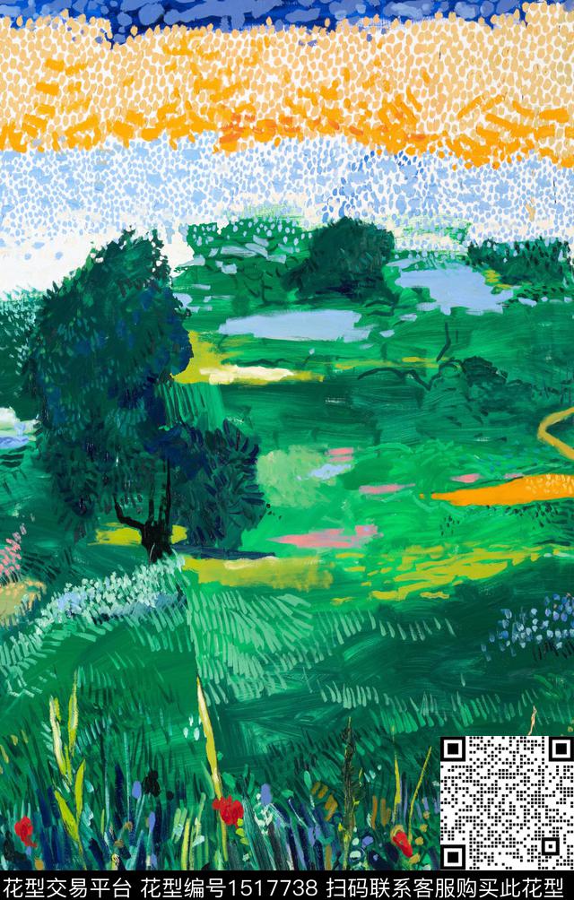 风景定位油画华亿平台2023数码印花华亿平台下载（图片编号: 1517738） - 瓦栏（Walan）
