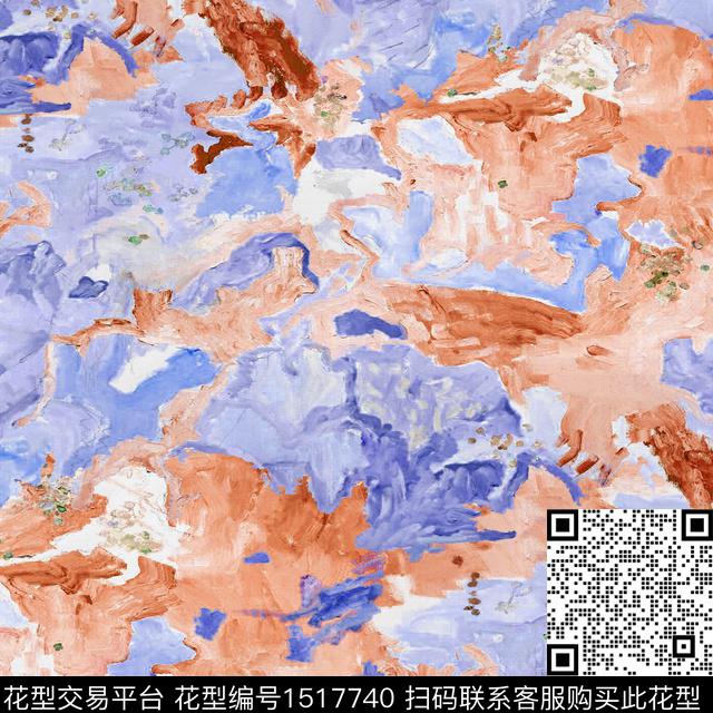 肌理油画华亿平台涂抹数码印花华亿平台下载（图片编号: 1517740） - 瓦栏（Walan）