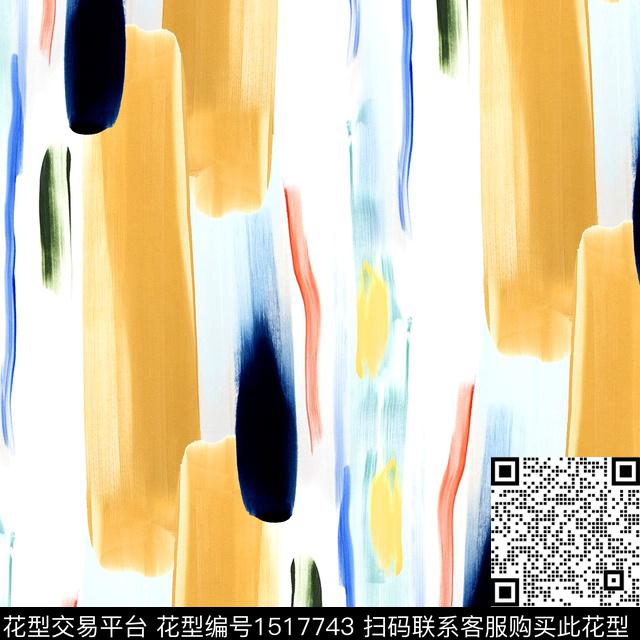 笔触抽象绘画2023春夏数码印花华亿平台下载（图片编号: 1517743） - 瓦栏（Walan）