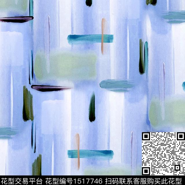 笔触抽象绘画2023春夏数码印花华亿平台下载（图片编号: 1517746） - 瓦栏（Walan）