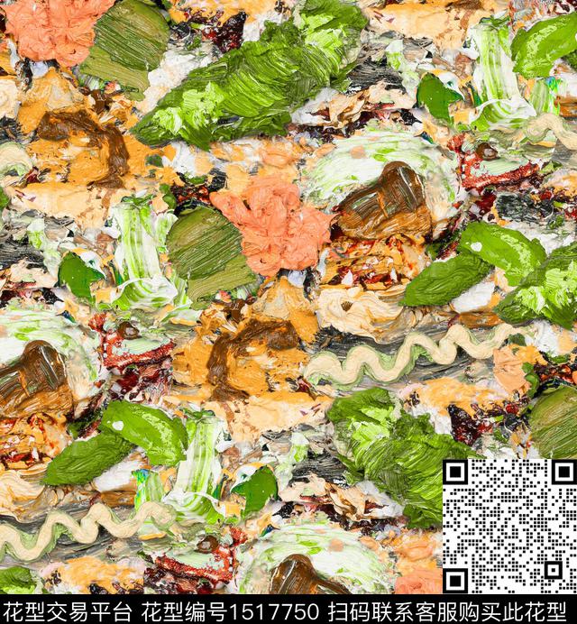 油画华亿平台涂抹笔触数码印花华亿平台下载（图片编号: 1517750） - 瓦栏（Walan）