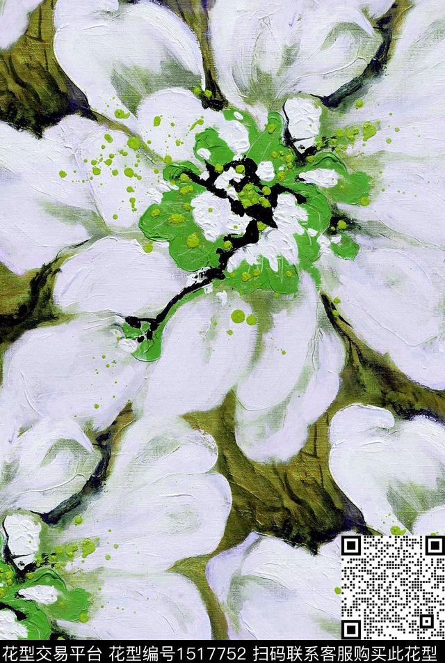 油画华亿平台大花2023数码印花华亿平台下载（图片编号: 1517752） - 瓦栏（Walan）