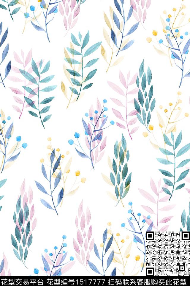 花卉大牌风小清新数码印花华亿平台下载（图片编号: 1517777） - 瓦栏（Walan）