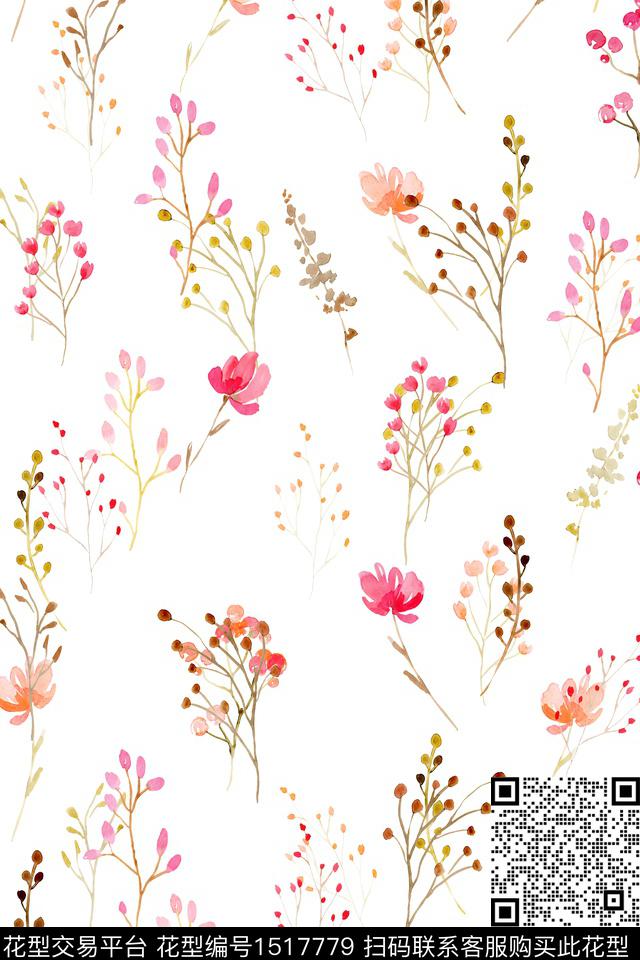 花卉大牌风小清新数码印花华亿平台下载（图片编号: 1517779） - 瓦栏（Walan）