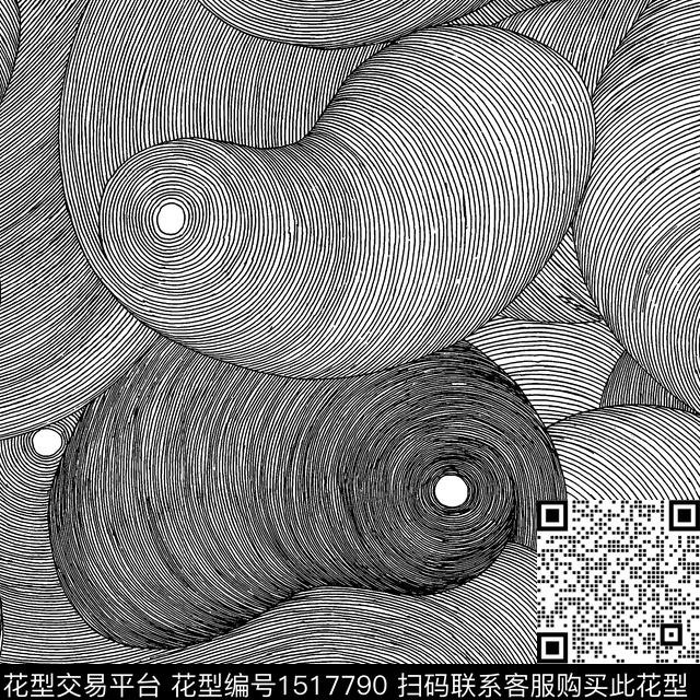 线条字母肌理数码印花华亿平台下载（图片编号: 1517790） - 瓦栏（Walan）