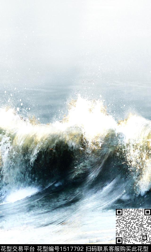 海浪男装定位花数码印花华亿平台下载（图片编号: 1517792） - 瓦栏（Walan）