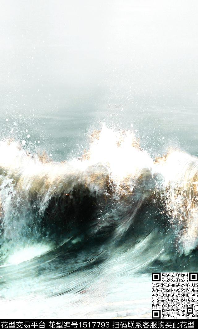 海浪雪山油画华亿平台数码印花华亿平台下载（图片编号: 1517793） - 瓦栏（Walan）