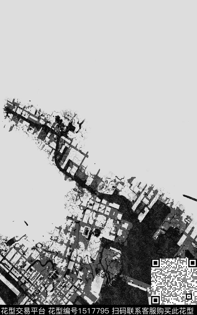 地图肌理黑白华亿平台数码印花华亿平台下载（图片编号: 1517795） - 瓦栏（Walan）