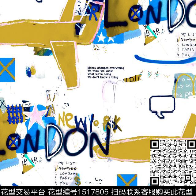 涂鸦趣味潮流男生数码印花华亿平台下载（图片编号: 1517805） - 瓦栏（Walan）
