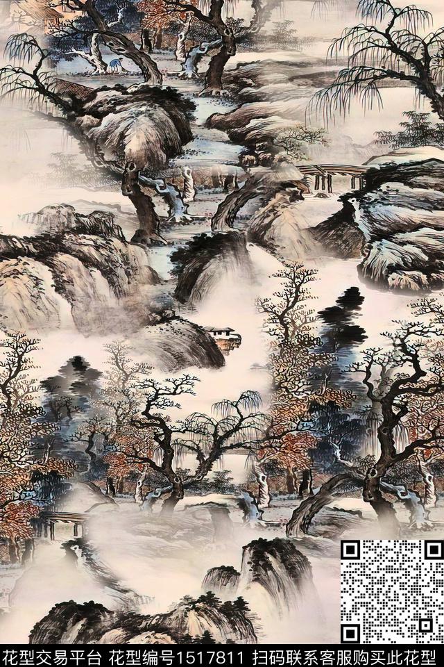 香云纱中老年国画数码印花华亿平台下载（图片编号: 1517811） - 瓦栏（Walan）