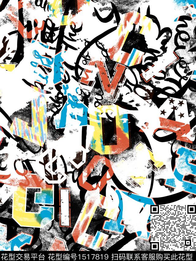 时尚字母数码华亿平台数码印花华亿平台下载（图片编号: 1517819） - 瓦栏（Walan）