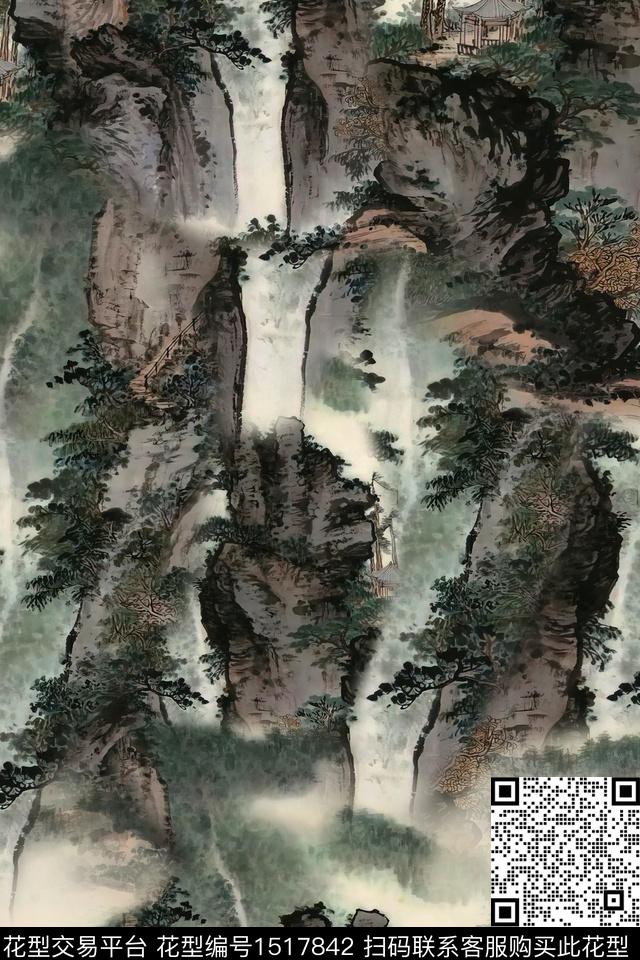 香云纱中老年国画数码印花华亿平台下载（图片编号: 1517842） - 瓦栏（Walan）