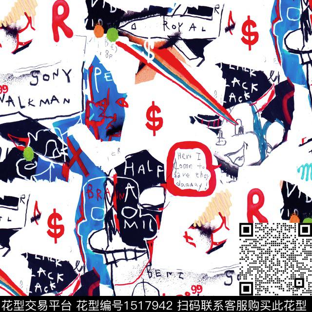 涂鸦趣味搞怪数码印花华亿平台下载（图片编号: 1517942） - 瓦栏（Walan）