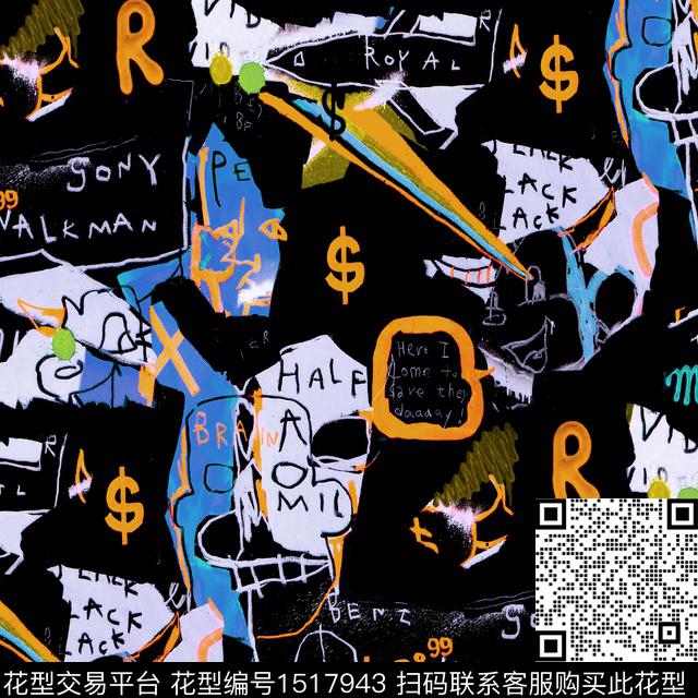 涂鸦趣味搞怪数码印花华亿平台下载（图片编号: 1517943） - 瓦栏（Walan）