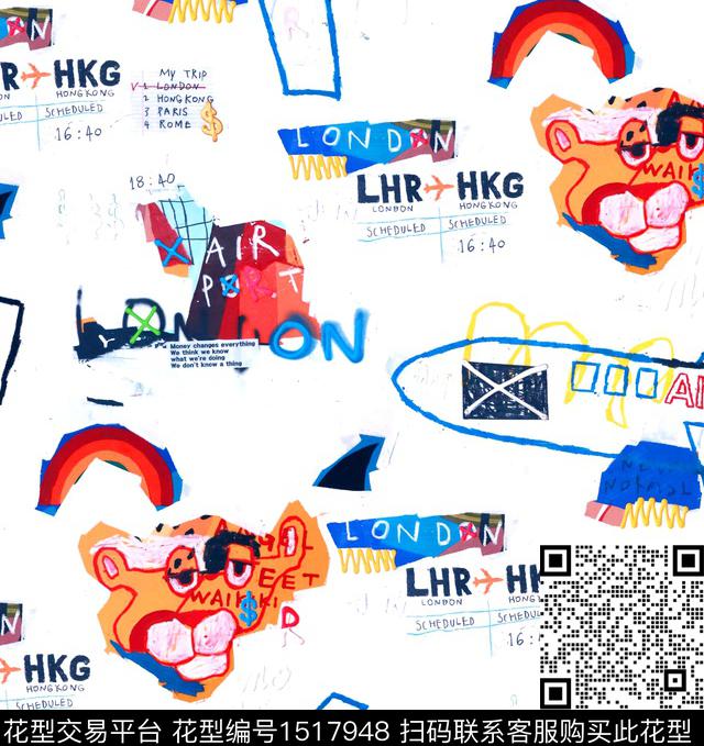 涂鸦趣味搞怪数码印花华亿平台下载（图片编号: 1517948） - 瓦栏（Walan）
