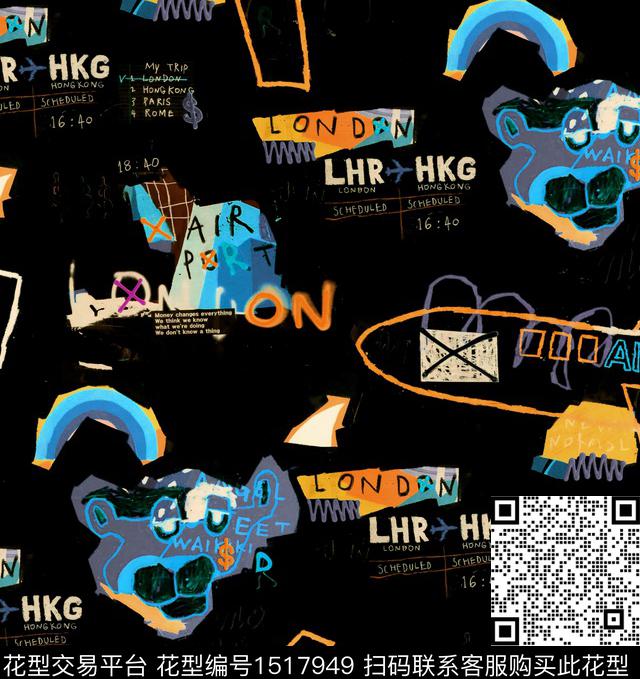 涂鸦趣味搞怪数码印花华亿平台下载（图片编号: 1517949） - 瓦栏（Walan）