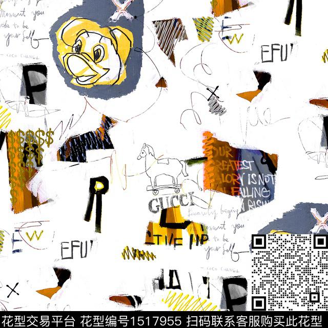 涂鸦趣味搞怪数码印花华亿平台下载（图片编号: 1517955） - 瓦栏（Walan）