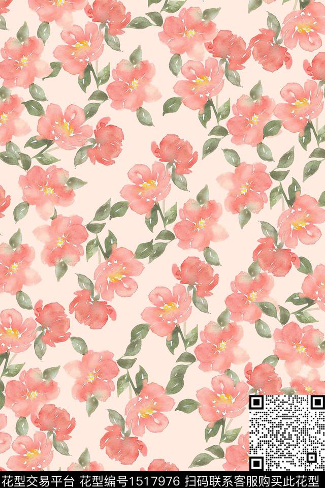 花卉小清新真丝数码印花华亿平台下载（图片编号: 1517976） - 瓦栏（Walan）
