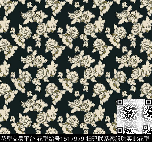 绿植树叶女装花卉传统印花华亿平台下载（图片编号: 1517979） - 瓦栏（Walan）