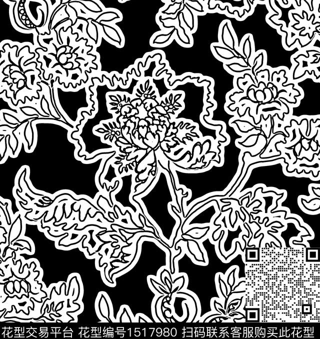 抽象花卉女装花卉传统印花华亿平台下载（图片编号: 1517980） - 瓦栏（Walan）