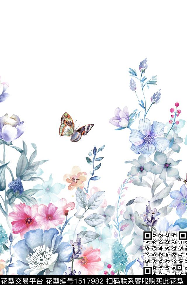 女装定位花大花花卉数码印花华亿平台下载（图片编号: 1517982） - 瓦栏（Walan）
