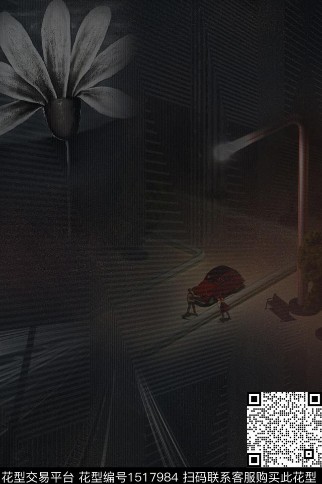 定位花大牌风抽象数码印花华亿平台下载（图片编号: 1517984） - 瓦栏（Walan）