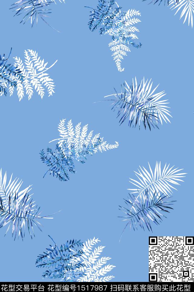 水彩清爽底花卉小清新数码印花华亿平台下载（图片编号: 1517987） - 瓦栏（Walan）